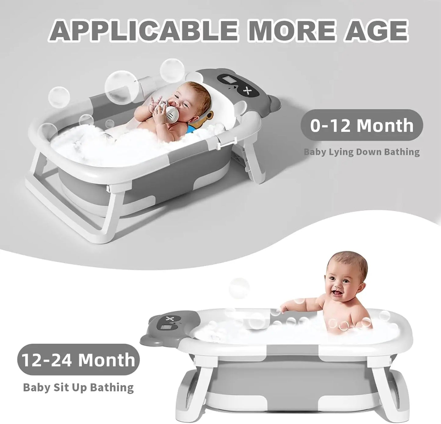 Mobile Babbybadewanne mit Echtzeit Temperaturanzeige